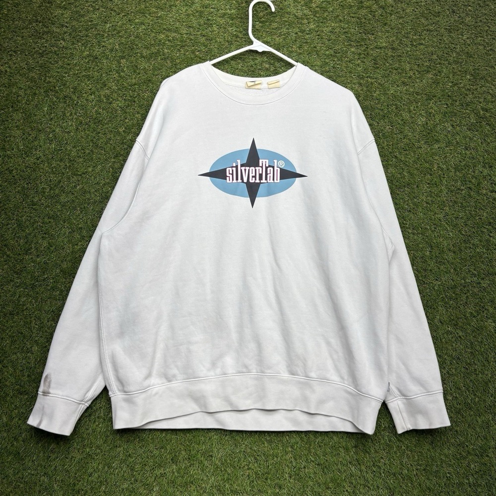 Levis Silvertab Sweatshirt Mens XL Crewneck White Center Logo Graphic Y2K 90s